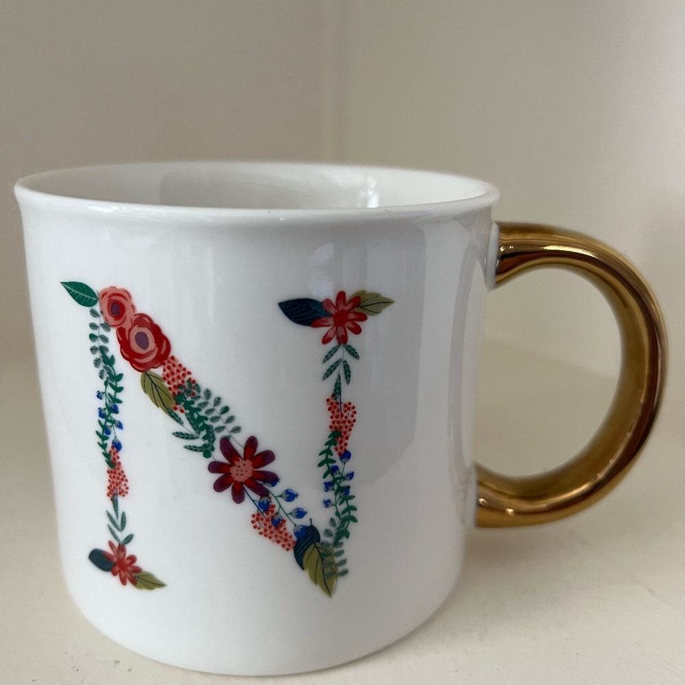 Opal House porcelain coffee mug with the letter”N” NWOT